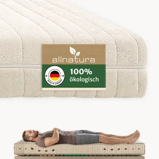 allnatura Naturlatex-Matratze Supra-Comfort - Orthopädische Matratze 90x200 cm, Firm (H4), Höhe: 16 cm - 7-Zonen-Stützsystem - In Deutschland hergestellt mit 100% Naturkautschuk - Bezug Hygiene