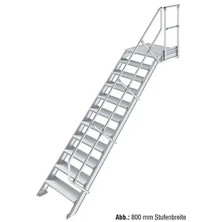 KRAUSE Treppe mit Plattform 45 Grad - 11 Stufen / Stufenbreite: 0,60 m inkl. einseitigem Handlauf - Art-Nr: 824202