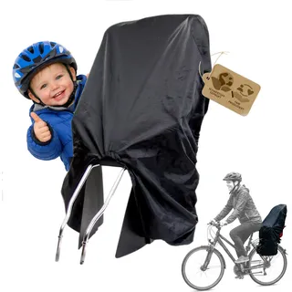 Regenschutz, Regenhaube für Kinderfahrradsitz, schwarz | kompatibel mit Römer Jockey, wasserabweisend & robust, leicht montierbar, wetterfestes Regenverdeck