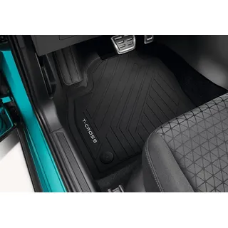 Volkswagen 2GM06150082V Premium Gummi Fußmatten Gummimatten Allwettermatten Schwarz, mit T-Cross Schriftzug