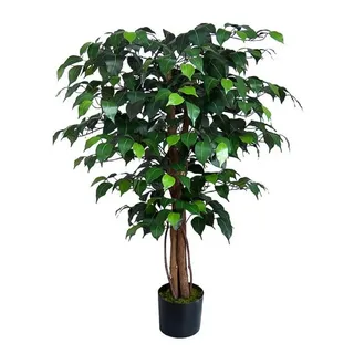 Seidenblumen Roß Ficus Benjamini 90cm grün DA künstlicher Baum Pflanze Kunstbaum Dekobaum Kunstpflanzen Zimmerpflanze Birkenfeige