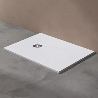 doporro Duschwanne Duschtasse 90x120x3cm aus Mineralguss in Weiß Rechteckig DIN-Anschlüsse für bodenebene Montage geeignet inkl. Ablaufgarnitur0... - Weiß