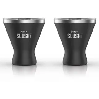Ninja SLUSHi 2er-Set 295 ml isolierte Cocktailbecher mit Deckel, Offizielles Ninja SLUSHi Zubehör, Schwarz, XSKMRG2BKEUK