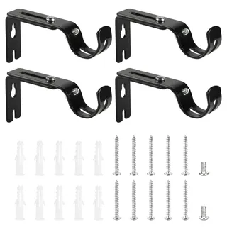 4 x Gardinenstange Halterungen, Verstellbare Gardinenstangenhalterungen, Gardinenstangen Halterung, Vorhangstange Halterung, Metall Wandhalterung Vorhangstangen Halterungen für Gardinenstangen 25mm
