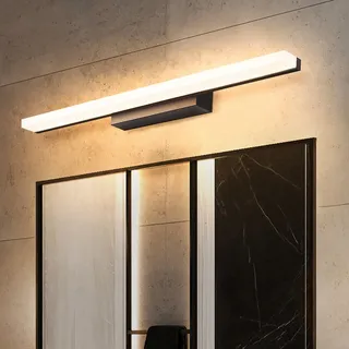 LED Spiegelleuchte Wandlampe Badezimmer Wandleuchte Modern Spiegelleuchte Bad 2700K/4500K/6500K Wandbeleuchtung Acryl Lange Lichtleiste Aluminium für Keller Küche Badschrank (Warmes Licht,60cm)