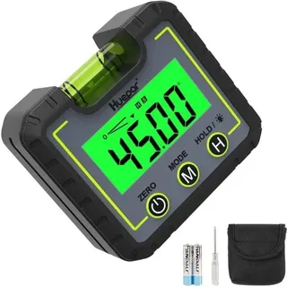 Huepar - Digital Niveau Winkelmessgerät Mini Winkelsucher Level Box Mit V-nut Magnetfuß & Hintergrundbeleuchtung Lcd Fasenlehre Neigungsmesser Für Schreinerei, Baugewerbe, Automobilbau, -0360° Ag01