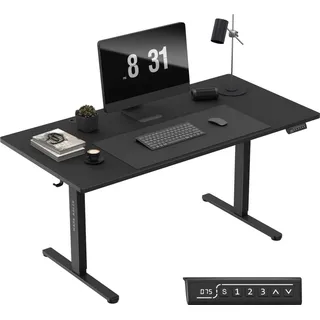 mark adler Leader 7.6 | Höhenverstellbarer Schreibtisch Stehpult | 3 Memory-Steuerung | Touchscreen | Kabeldurchführung | 160x80cm | Schwarz - Schwarz