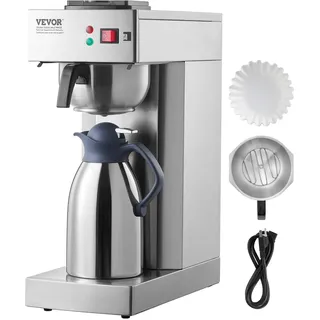 Vevor kommerzielle Filterkaffeemaschine 12 Tassen, mit Thermoskanne zum Warm- oder Kalthalten & 2,8 L Wassertank, Übergieß-Kaffeemaschine aus Edelstahl für Restaurant Büro Café
