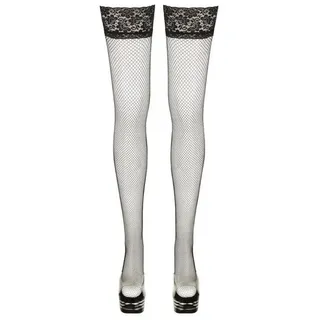 Cottelli LEGWEAR Halterlose Strümpfe aus feinmaschigem Netzmaterial