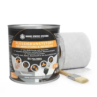 Hanse Syntec Systems Flüssigkunststoff Abdichtungsset 1 kg grau inkl. Vlies & Pinsel