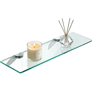 WANGYZJ Glasregal, Glasablage Bad, 8mm Hartglas Glasregal Badezimmer, Montage Von Metallhalterungen, Für Badezimmer, Schlafzimmer, Küche, Büro (Länge 38,5 cm)