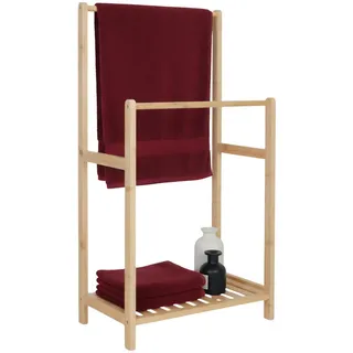 Relaxdays Handtuchständer 2 Stangen Ablage Hellbraun