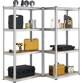 Juskys Lagerregal Easy 2er Set - Schwerlastregal 160x80x40 cm 8 Böden | 640 kg verzinkt
