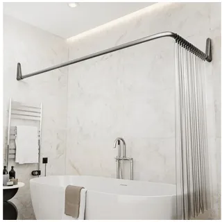 ERICA Duschvorhangstange Ecke 70 x 90 x 140 cm grau