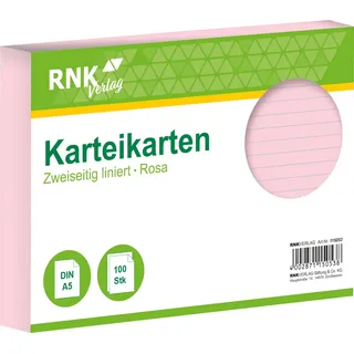 RNK Karteikarten A5 liniert rosa 100 St.