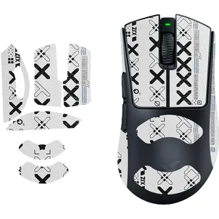 1 Set Mouse Anti-Slip Grip Tape für Razer DeathAdder V4 Pro,toergy Schweißbeständig, Einfach zu bedienen, Selbstklebendes Design, Professionelle Mäuse Upgrade Kit,Weißes gedrucktes Muster