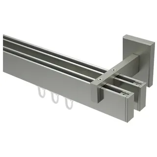 Interdeco eckige Innenlauf Gardinenstangen Edelstahl Optik 2-läufig Typ 10212821, 100 cm