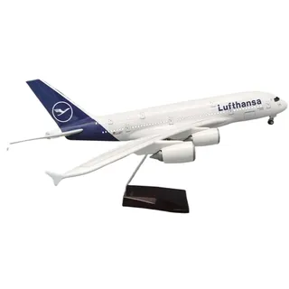SYOEUR Neu 1 160 Skala für Air Airbus A380 Lufthansa Replik Harz Modell Flugzeug Sammeln Luftfahrt Enthusiasten Hobby-Spielspielset(Color: with Lamp)