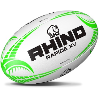 Rhino Rapide XV Rugbyball, Weiß/Grün, Größe 4, RRBRW4