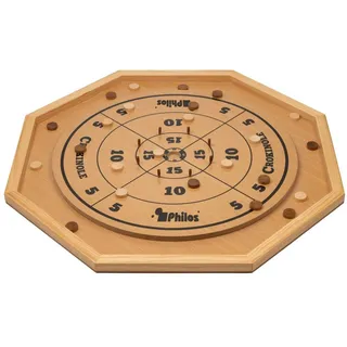 Philos 3320 - Crokinole 5 in 1, Spielbrett mit Crokinole/Backgammon/Schach/Dame/Mühle mit Zubehör, Holz, 68x68cm