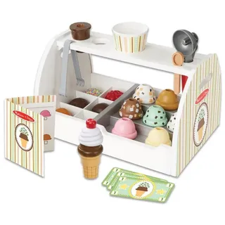 Melissa & Doug Eis Holzspielzeug ab 3 Jahre & Küchenzubehör Kinder Holz | Montessori Spielzeug ab 3 Jahre | Eisdiele für Rollenspiele mit Einkaufsladen | Kinderküche Kaufläden & Zubehör