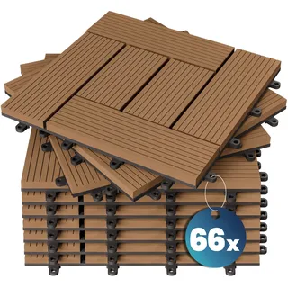 CASARIA WPC Fliesen 1m2-6m2 Terrassenfliesen Set Holzfliesen 30x30cm Balkon Pool Garten 66x Mosaik Terrakotta