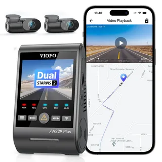 VIOFO A229 Plus 3CH Dashcam, 2K+2K+1080P, Dual STARVIS 2, GPS, WLAN | 3-Kanal (2K+2K+1080P), Super Nachtsicht 2.0, schnelles 5GHz WLAN & GPS, Sprachsteuerung