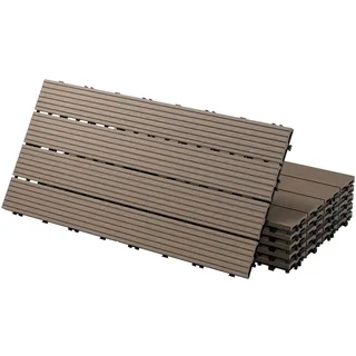 ECD Germany WPC Terrassenfliesen Dunkelbraun 60 x 30 cm 12 St.