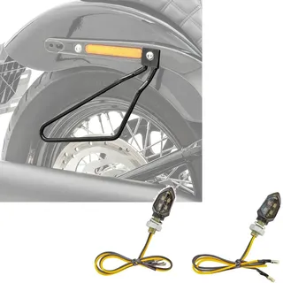 Set: Satteltaschenhalter univ. sw Craftride mit LED Blinker Motorrad KP8 mit E-Prüfzeichen 2 Stück vorne-hinten getönt