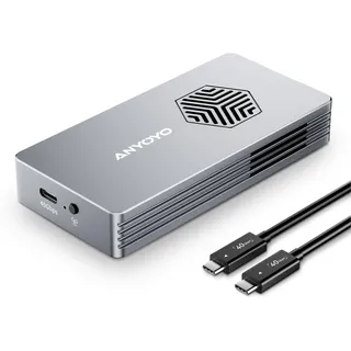 40Gbps M.2 NVMe SSD Gehäuse mit Lüfter, ANYOYO NVMe Gehäuse kompatibel für Thunderbolt 5/4/3 M.2 SSD Gehäuse für PCIe 2280 M-Key (B+M Key), USB C Aluminium SSD Gehäuse kompatibel für USB 4/3.2/3.1