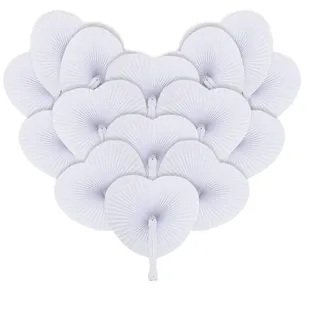 iZoeL Fächer Hochzeit 60 Stück Handfächer Weiß Hochzeitsfächer Faltfächer Herz Hochzeit Gäste Geschenk Hochzeitsdeko Vintage (60Stk)