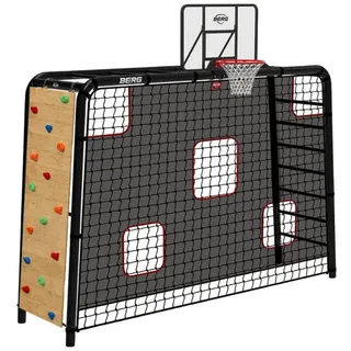 BERG PlayBase 3-in-1 Klettergerüst Large mit Basketballkorb, Torwand & Kletterwand