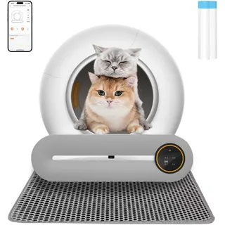 Elektrische Katzentoilette Selbstreinigend Automatisches Katzenklo mit Sieb Self Cleaning Cat Litter Box Katzen Klo Groß XXL Anti Pinch Geschlossene Cat Toilet App Steuerung (Type A)