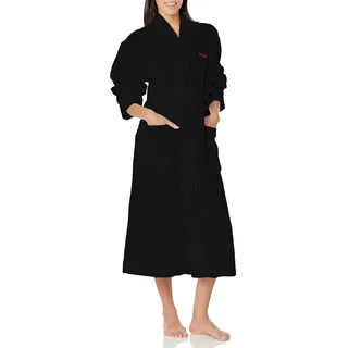 HUGO Knielanger Frottee-Bademantel für Damen, Stormy Black, X-Small - XS