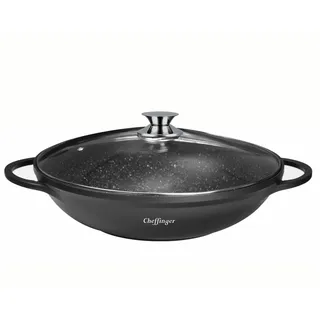 Cheffinger Wokpfanne mit Deckel ø40 cm - Marmorbeschichtung & Induktionsgeeignet