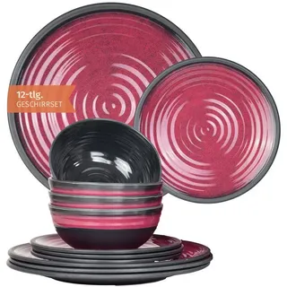 Moritz Geschirr-Set Camping Geschirr Stone Red 12-teilig