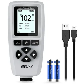 ERAY Schichtdickenmessgerät mit Hintergrundbeleuchtung LCD-Anzeige, Lackschichtenmesser inklusive Koffer, Batterie und Deutscher Anleitung, Messbereich 0 bis 2000um, Lackmessgerät für Auto