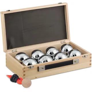Relaxdays Boule Kugeln Set Hellbraun,Schwarz,Silber