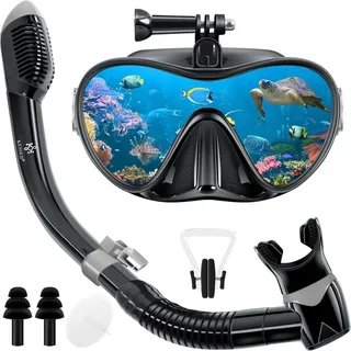 KESSER® Schnorchelset Profi Taucherbrille Schnorchelmaske Tauchset Erwachsene Tauchmaske - Inkl. Action-Cam Halterung - Antibeschlag und Anti-Leck...