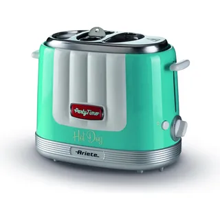 Ariete 206 Hot-Dog-Gerät Party Time, Hot Dog Maker - hellblau/silber, 650 Watt, 50''s Style