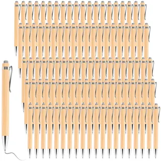 Happysnow 100 StüCk Bambus Kugelschreiber Stift BüRo & Schul Bedarf Stifte & Schreiben Zubehör Geschenke - Schwarze Tinte