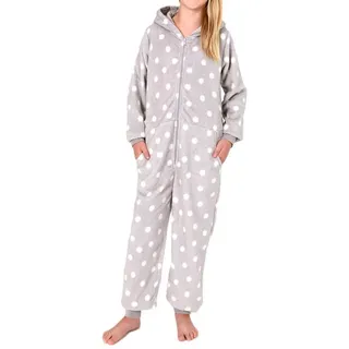 normann Mädchen Schlafanzug Jumpsuit Coralfleece in grau | 152