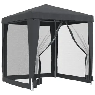 vidaXL Partyzelt mit 4 Mesh-Seitenwänden Gartenzelt Festzelt Pavillon Zelt Gartenpavillon Gazebo Gartenlaube Bierzelt Faltzelt Camping Anthrazit 2x2 m HDPE