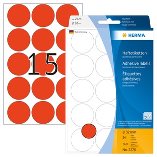 Herma Klebepunkte Ø 32 mm, leuchtrot 360 Stück,