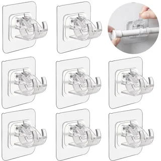 8 Stück Selbstklebende Gardinenstangen, Gardinen Halterung,Transparente Gardinenhaken Selbstklebend Ohne Bohren,Wand Halterungen Handtuch Befestigung Stangen Halter Vorhänge Haken