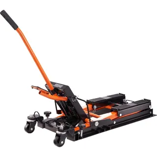 SucceBuy Hydraulischer Wagenheber für Motorräder 0.7 Ton ATV Tragbarer Scherenhubtisch mit 4 Rädern - Fußbetriebener Hebeständer für Motorrä...