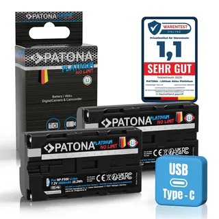 PATONA 2X Platinum NP-F550 Akku 3500mAh USB-C Ersatzakku kompatibel mit Sony Camcorder, LED Indikatoren Beleuchtung Videoleuchte, Kamera Monitore, Battery NP-F750 NP-F950 NP-F970 NPF550 NP F550