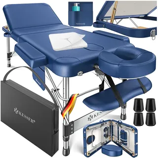Kesser KESSER® Massageliege klappbar höhenverstellbar Mobile Massagebett Massagetisch Kosmetikliege Therapieliege Aluminium + 10x Gesichtsauflage mit Kopfstütze Armlehnen & Tasche